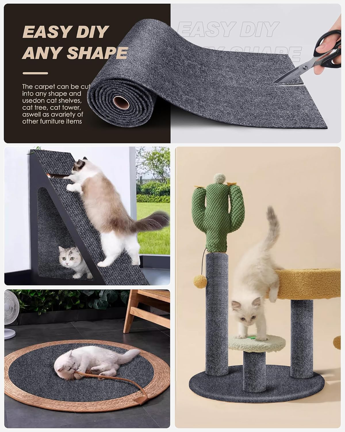 Trimmable Self-Adhesive Cat Scratch Mat