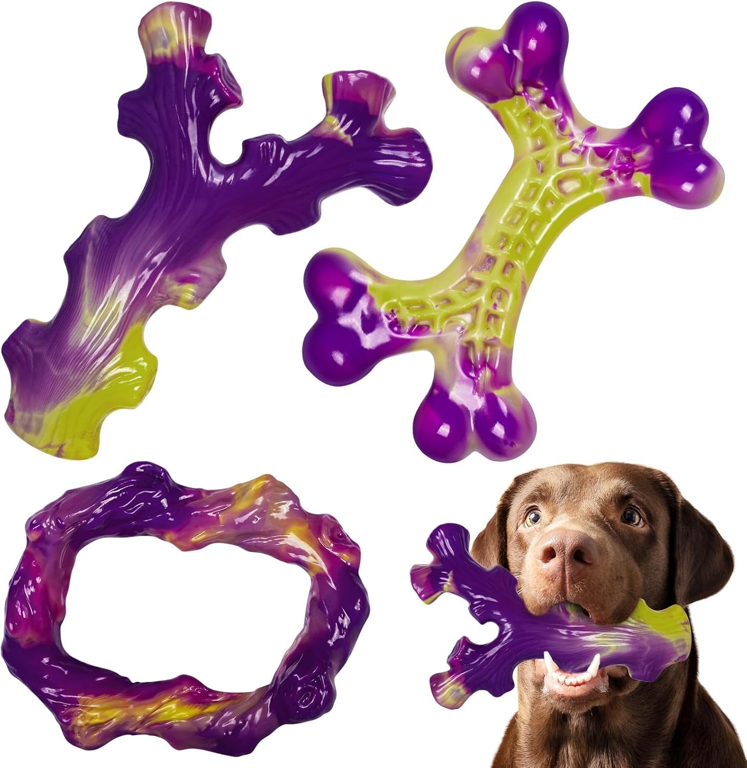 3-Pack Tough Chewer Dog Toys